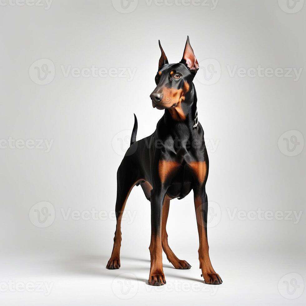 AI generated doberman pinscher isolated on white background. ai generative photo