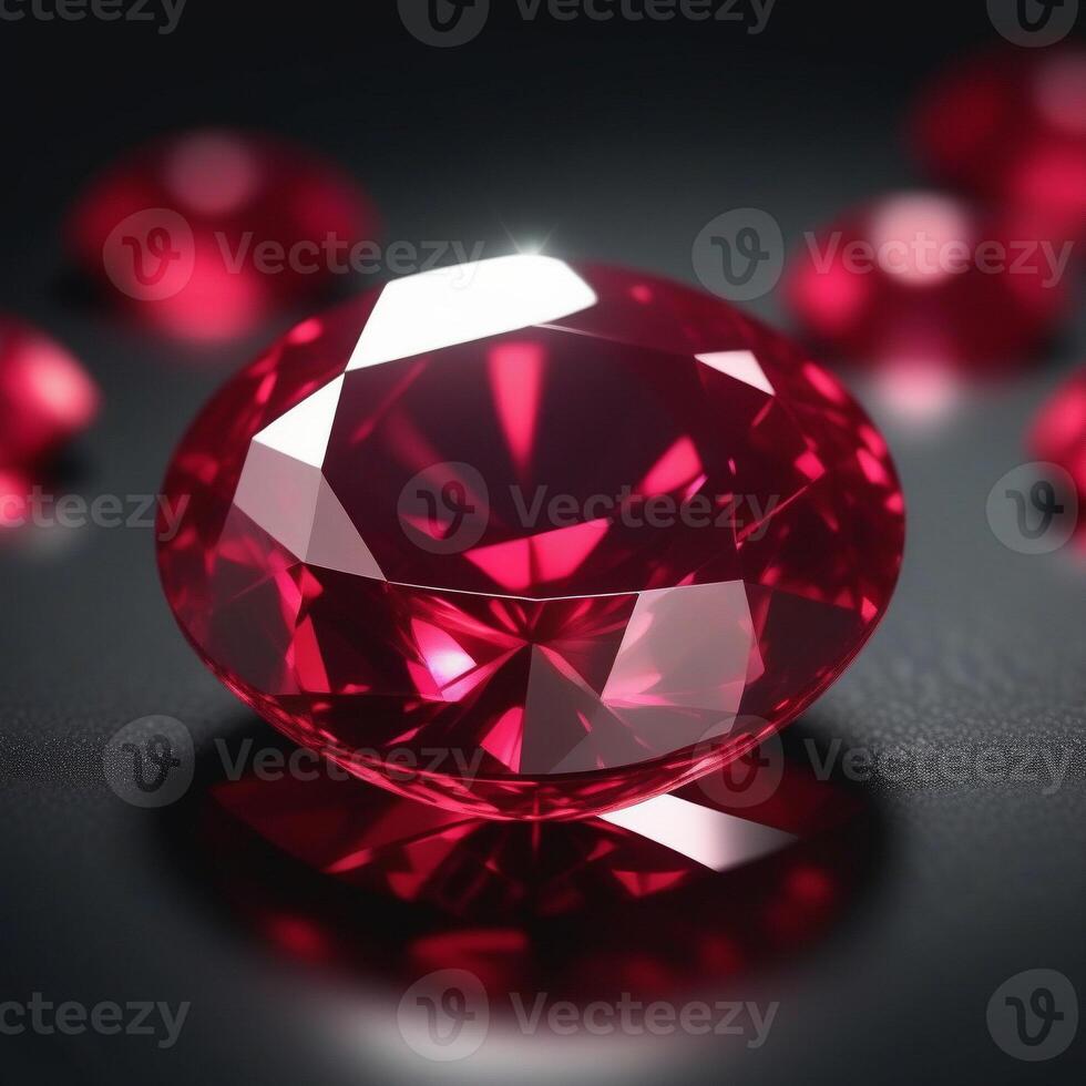 AI generated close up of ruby isolated on a dark background. ai generative photo
