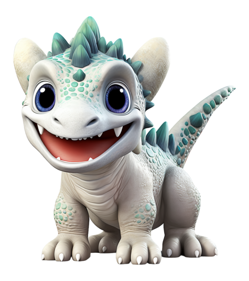 AI generated 3D illustration cartoon animal dinosaur, cute dino character toy, with transparent background, generative ai png