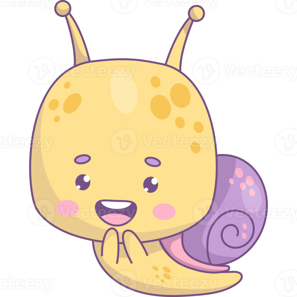Funny snail kawaii character png