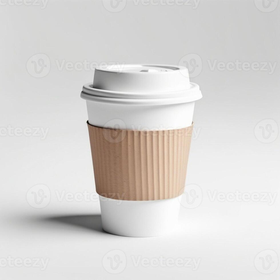 AI generated mockup coffee paper cup isolated white background. ai generative photo