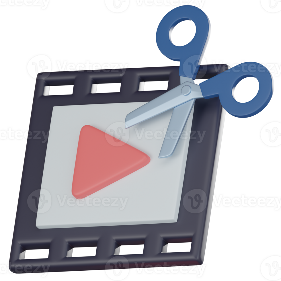 Icon for Video Editing and Multimedia Design. 3D Render png