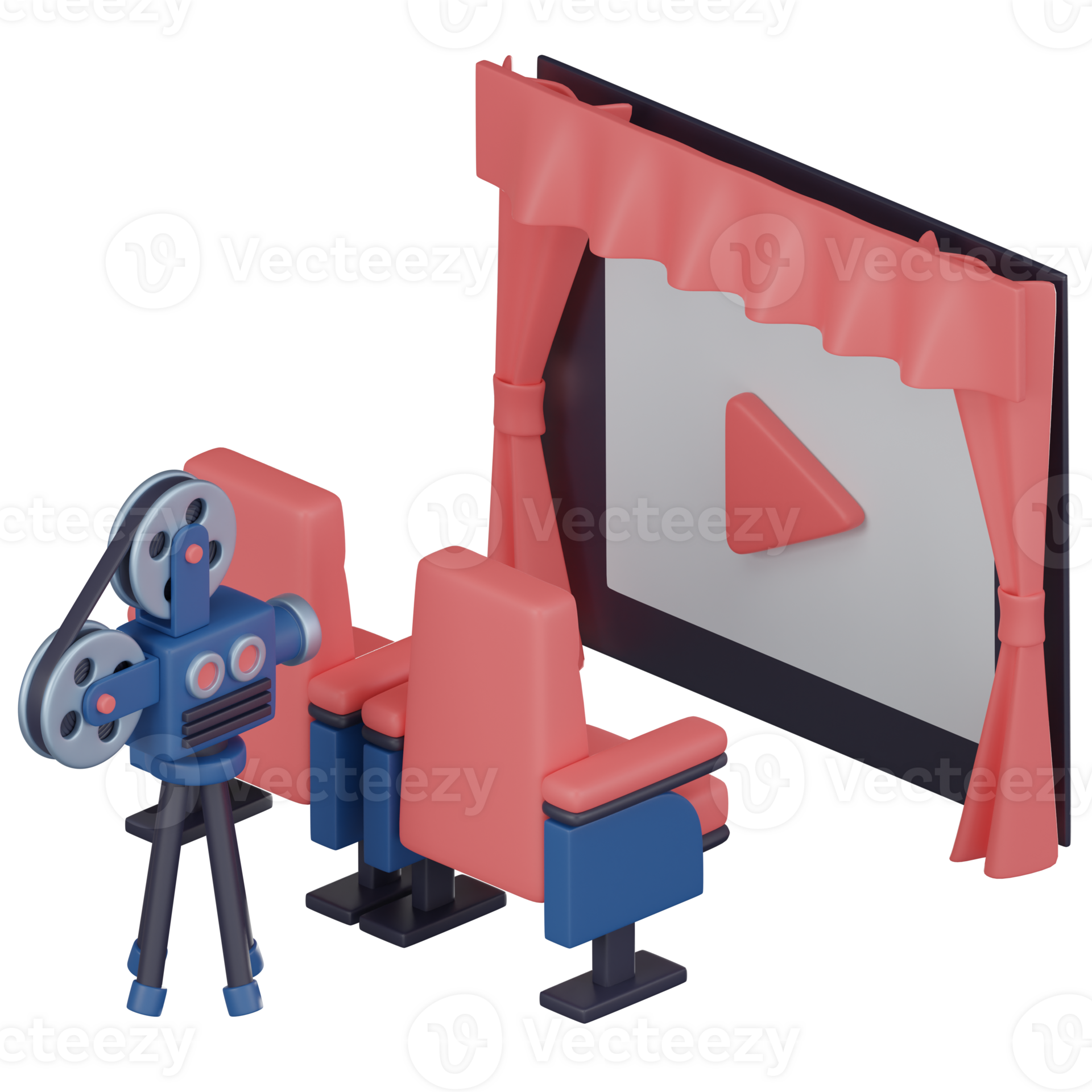 3D Movie Theater Icon for Film Enthusiasts. 3D render 37523020 PNG