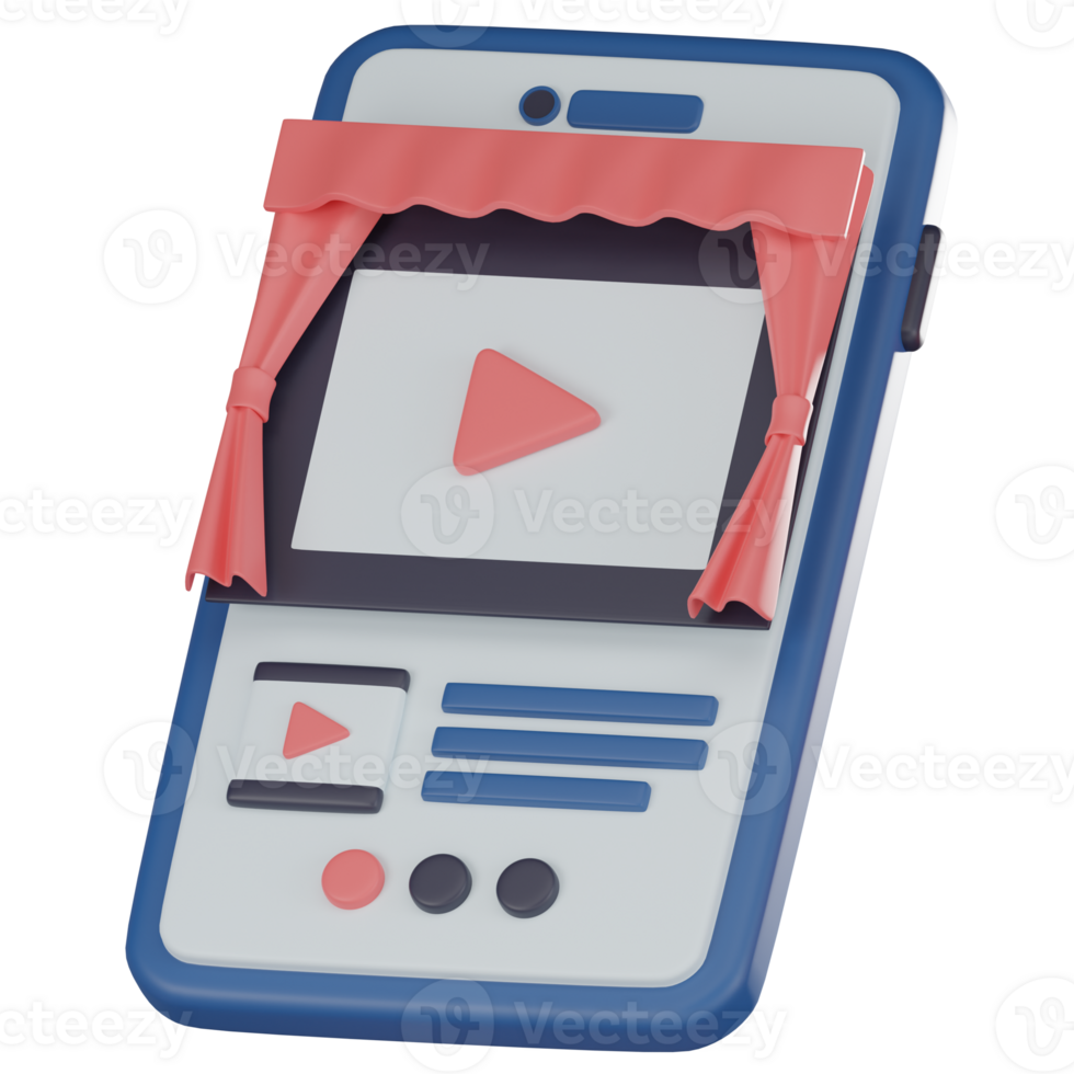 App 3D Icon for Digital Movie Entertainment and Streaming. 3D render png