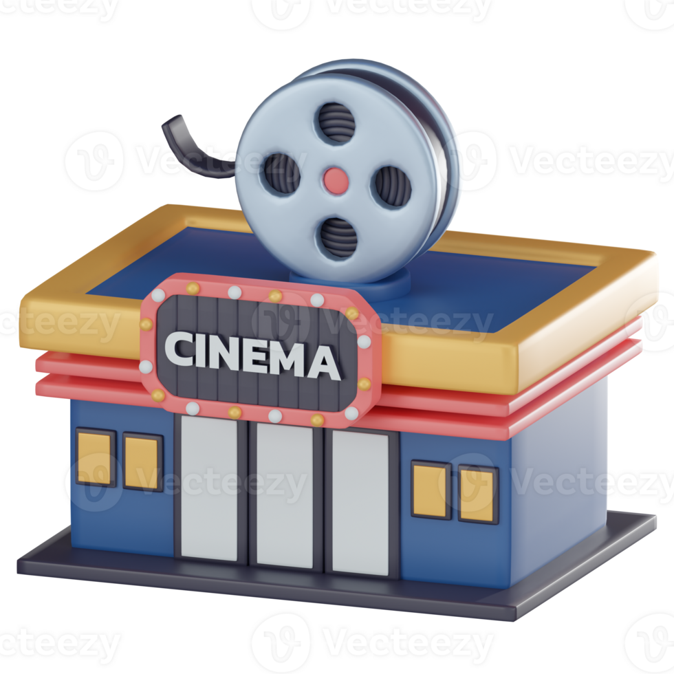 Modern cinema building icon. 3D render png