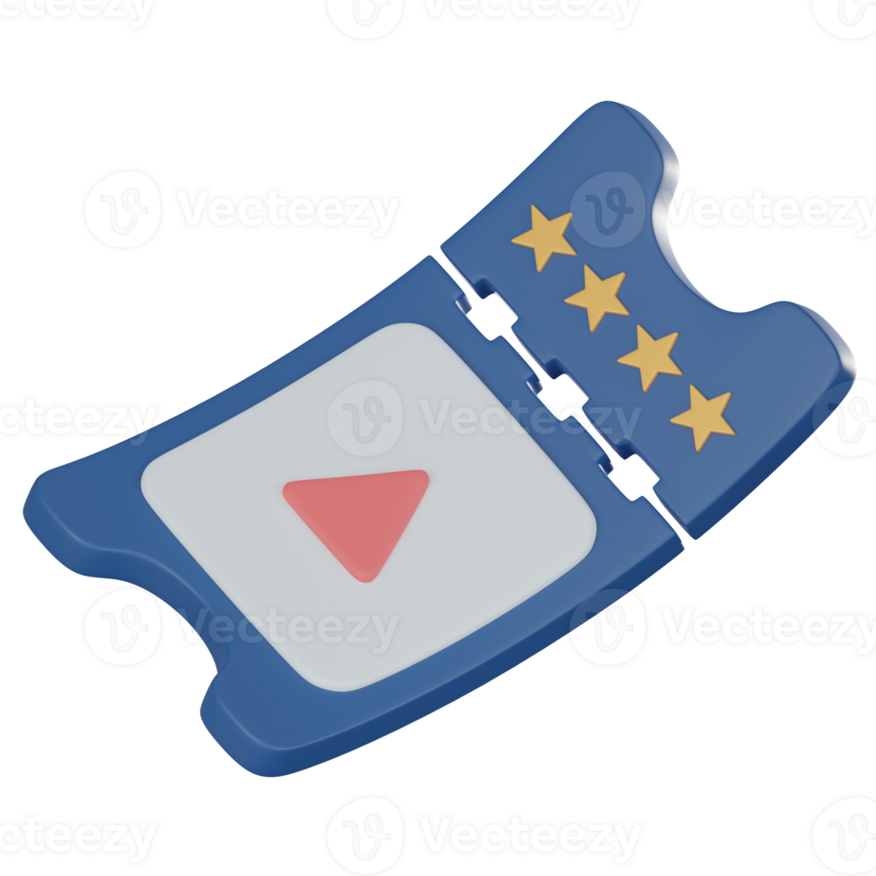 Cinematic Access, Icon of a Movie Ticket for Entertainment Enthusiasts. 3D Render png