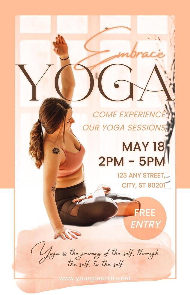 Embrace Yoga Class Poster Template with Peach Color Theme