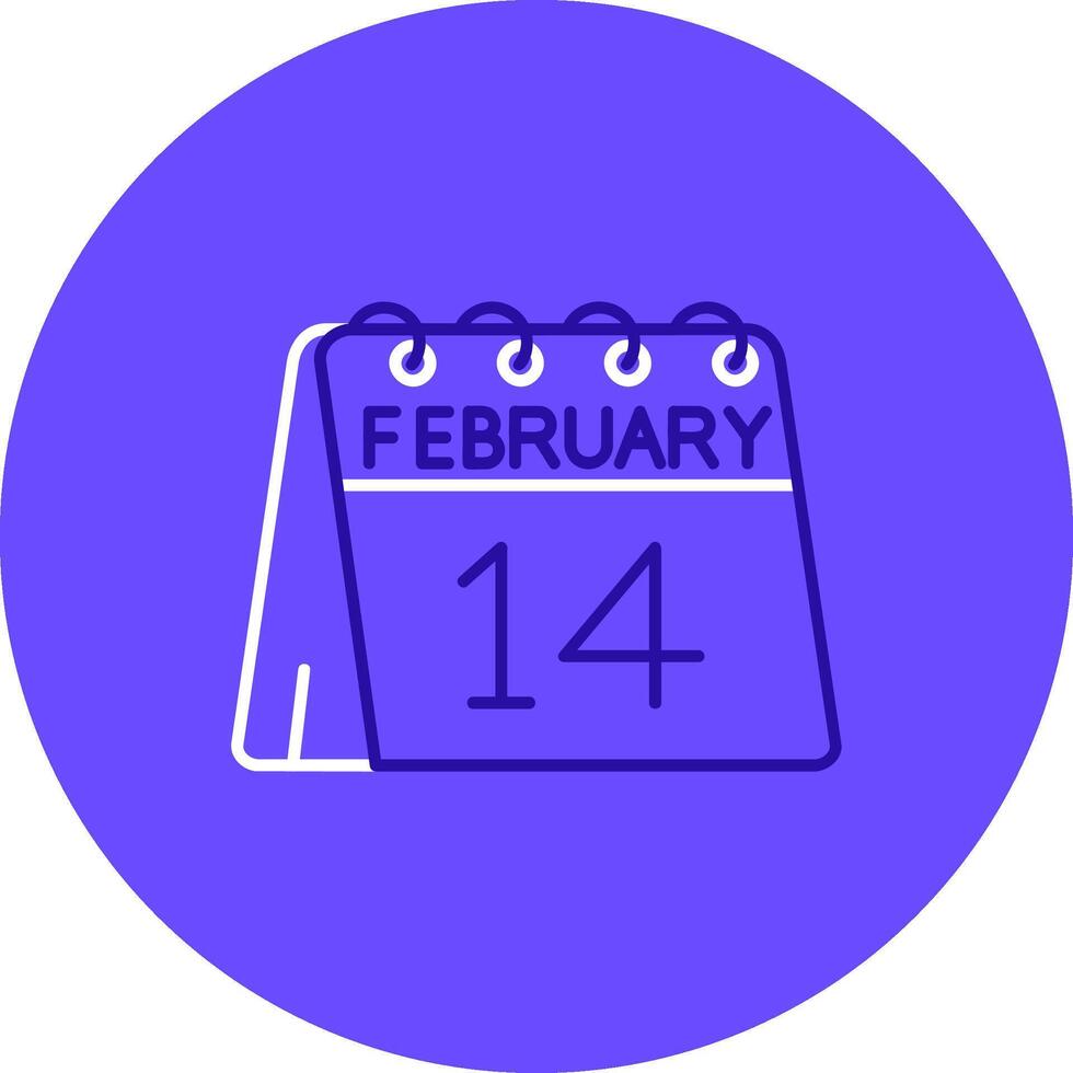 14to de febrero dúo melodía color circulo icono vector