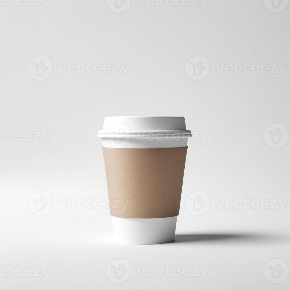 AI generated mockup coffee paper cup isolated white background. ai generative photo