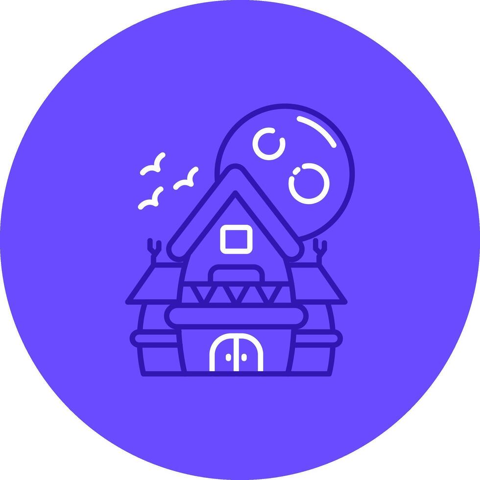 Haunted house Duo tune color circle Icon vector