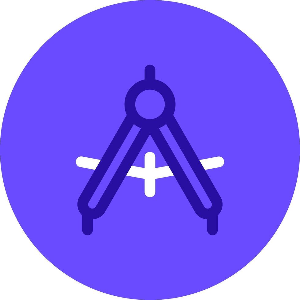Drawing compass Duo tune color circle Icon vector