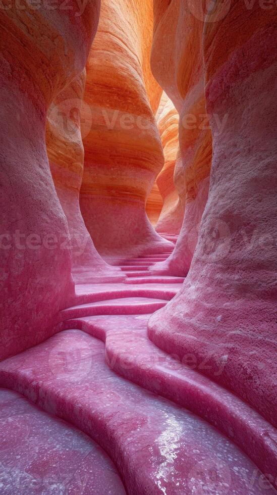 AI generated bright futuristic colors of the destroyed sandstone rock in the canyon. USA. Arizona photo