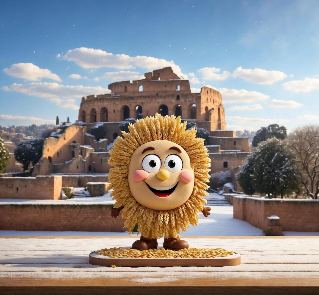 AI generated Funny sunflower and Colosseum in winter, Rome, Italy photo