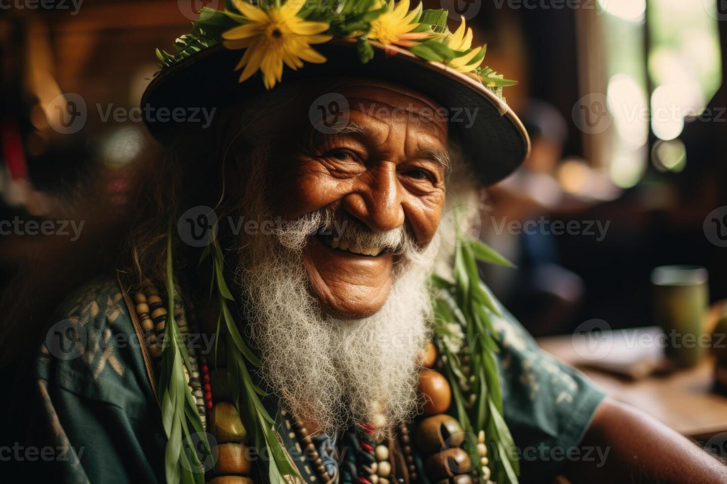 AI generated Portrait of a cheerful traveler against the background of nature photo