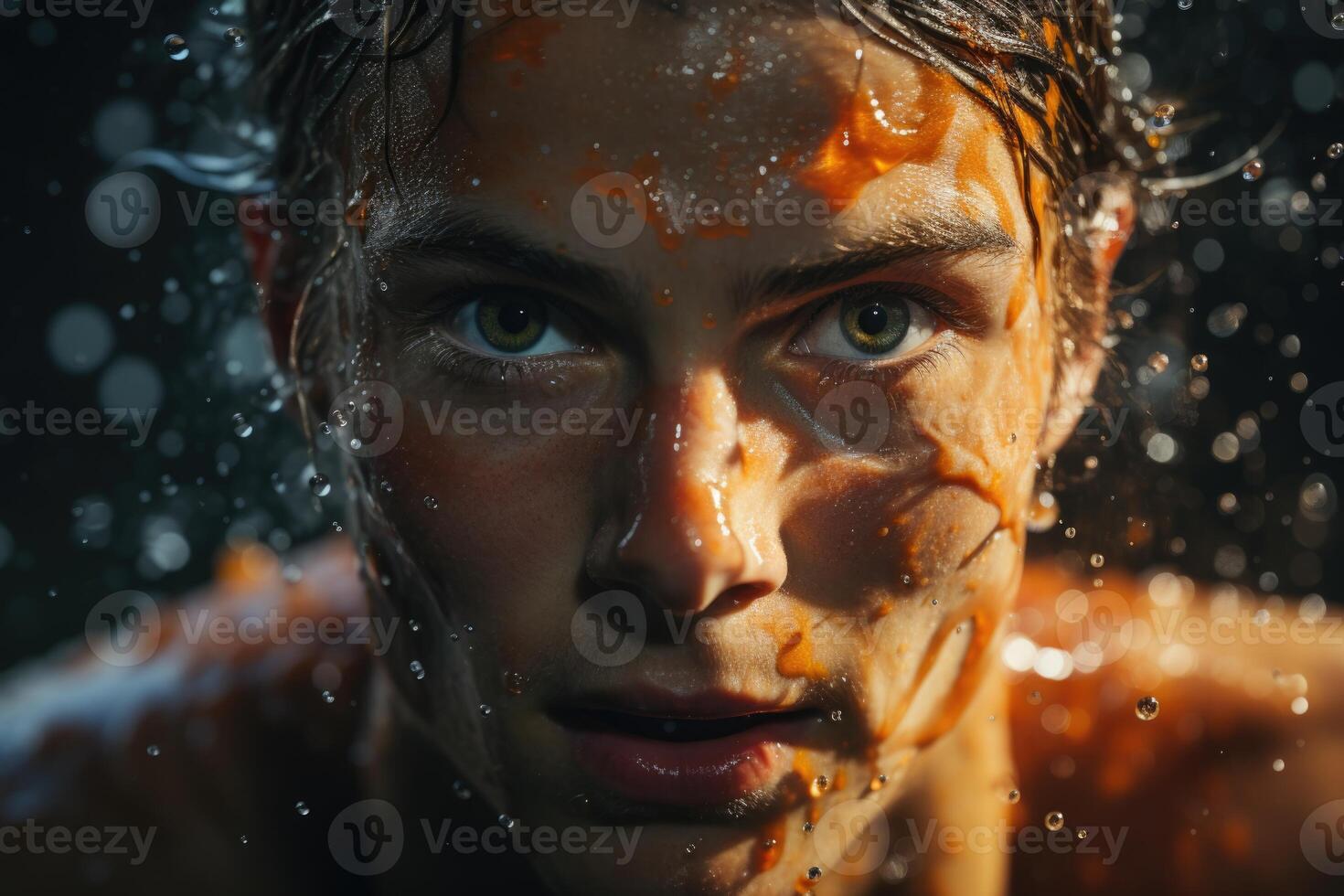 AI generated Portrait of a professional swimmer , swimming competitions photo