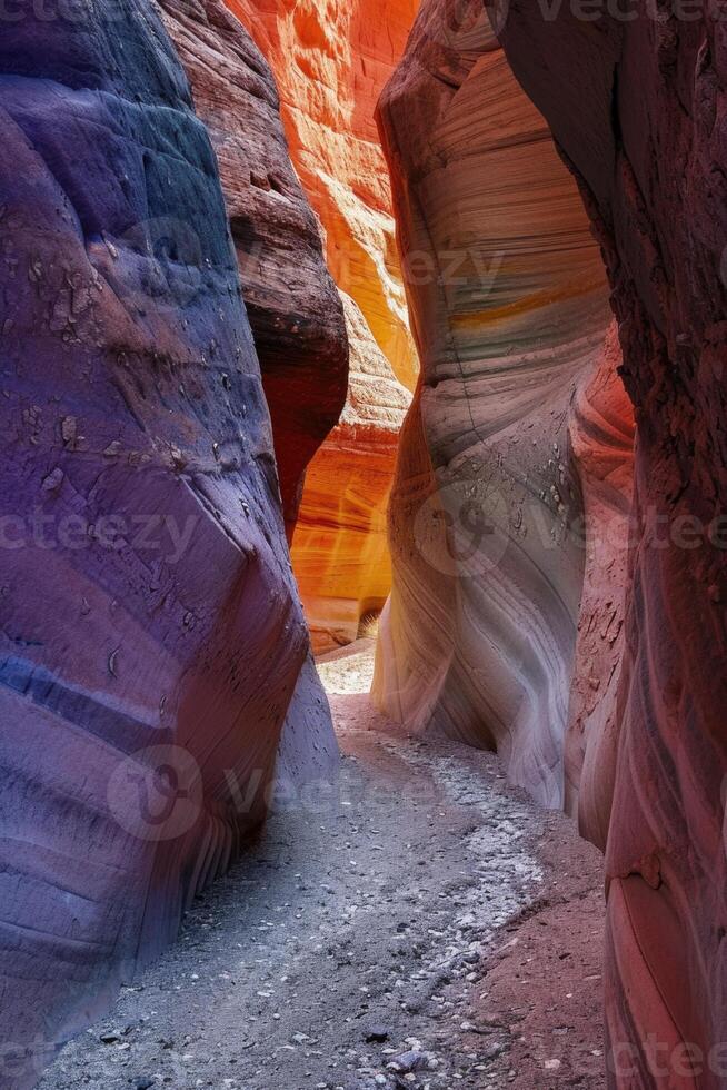 AI generated the bright colors of the destroyed sandstone rock in the canyon. USA. Arizona photo