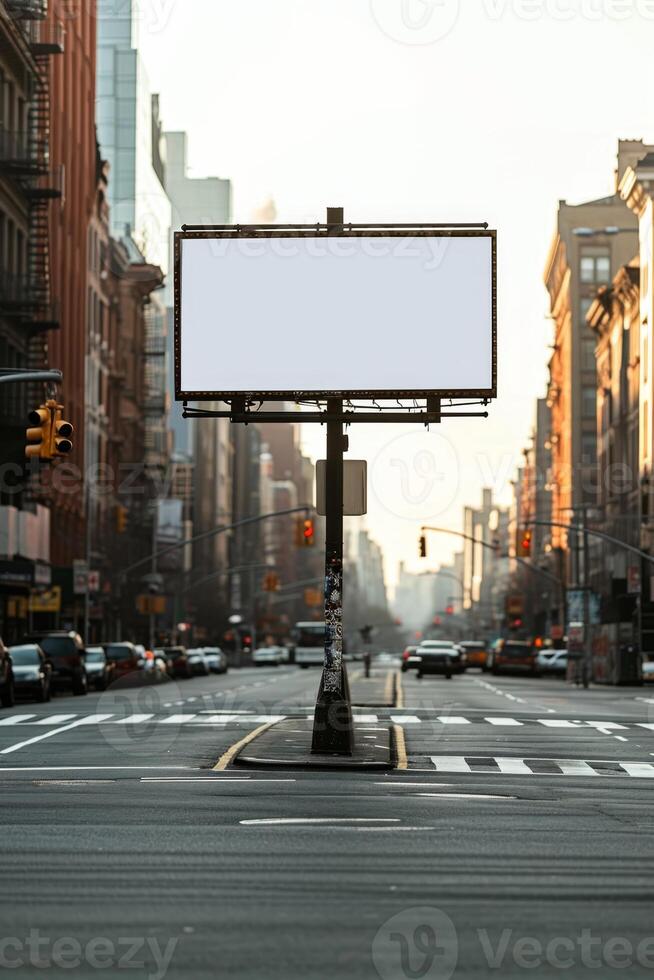 AI generated An empty billboard on a city street, an empty billboard with a place to copy text or content, a place for your advertisement photo