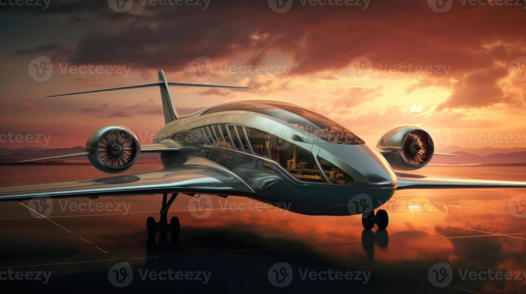 AI generated Futuristic supersonic jet plane flying at high altitude in the sky photo