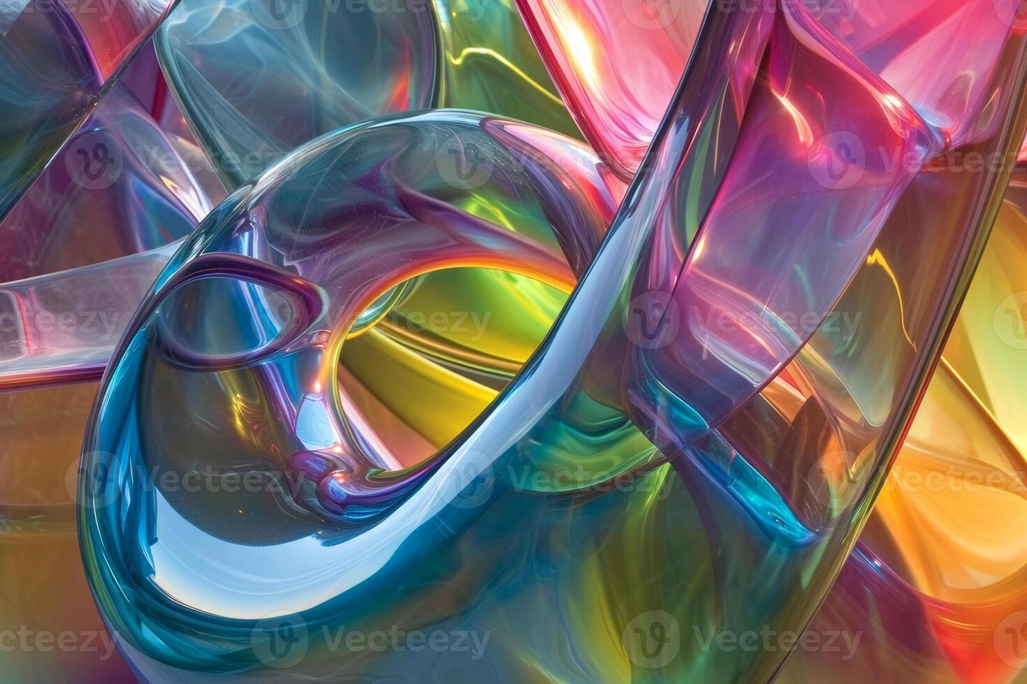 AI generated abstract and colorful background. Sinuous neon lines, a futuristic energy concept photo