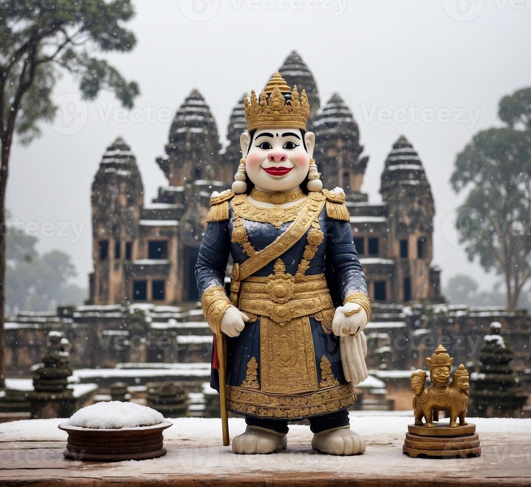AI generated Queen statue in Angkor Wat, Cambodia photo