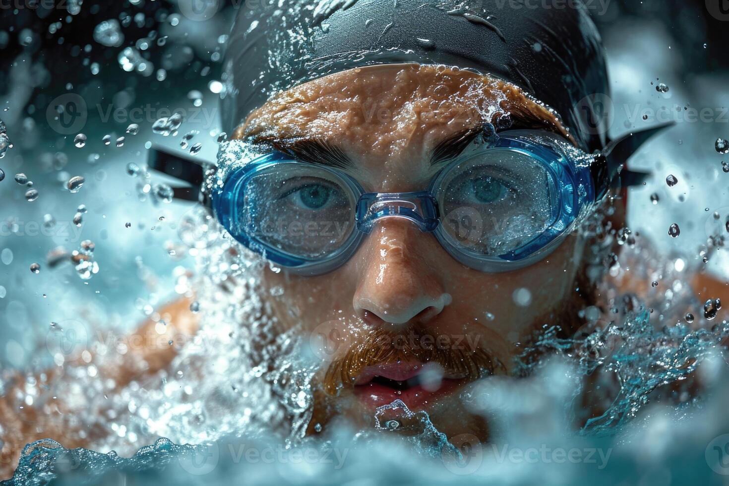 AI generated Portrait of a professional swimmer , swimming competitions photo