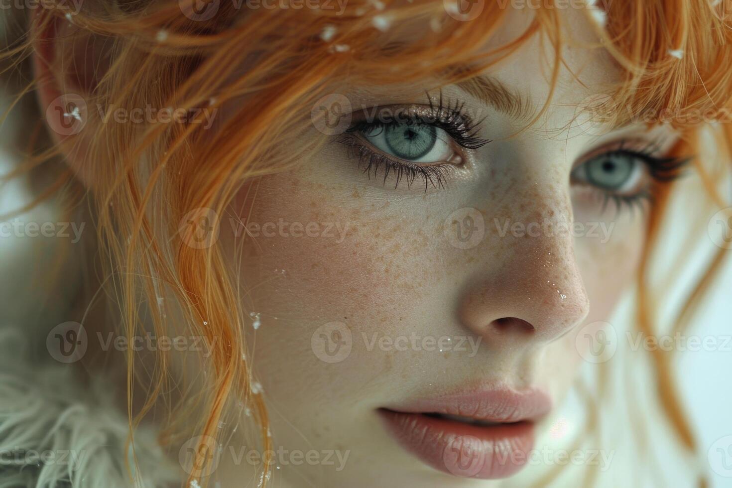 AI generated Portrait of a red-haired girl in close-up photo
