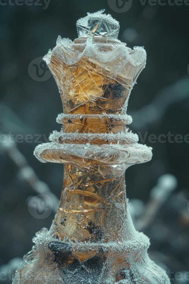 AI generated A frozen chess piece on the street. Design work photo