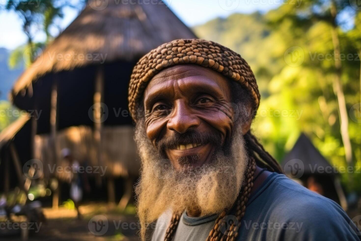 ai generado retrato de un hombre en Papuasia nuevo Guinea. Asia foto