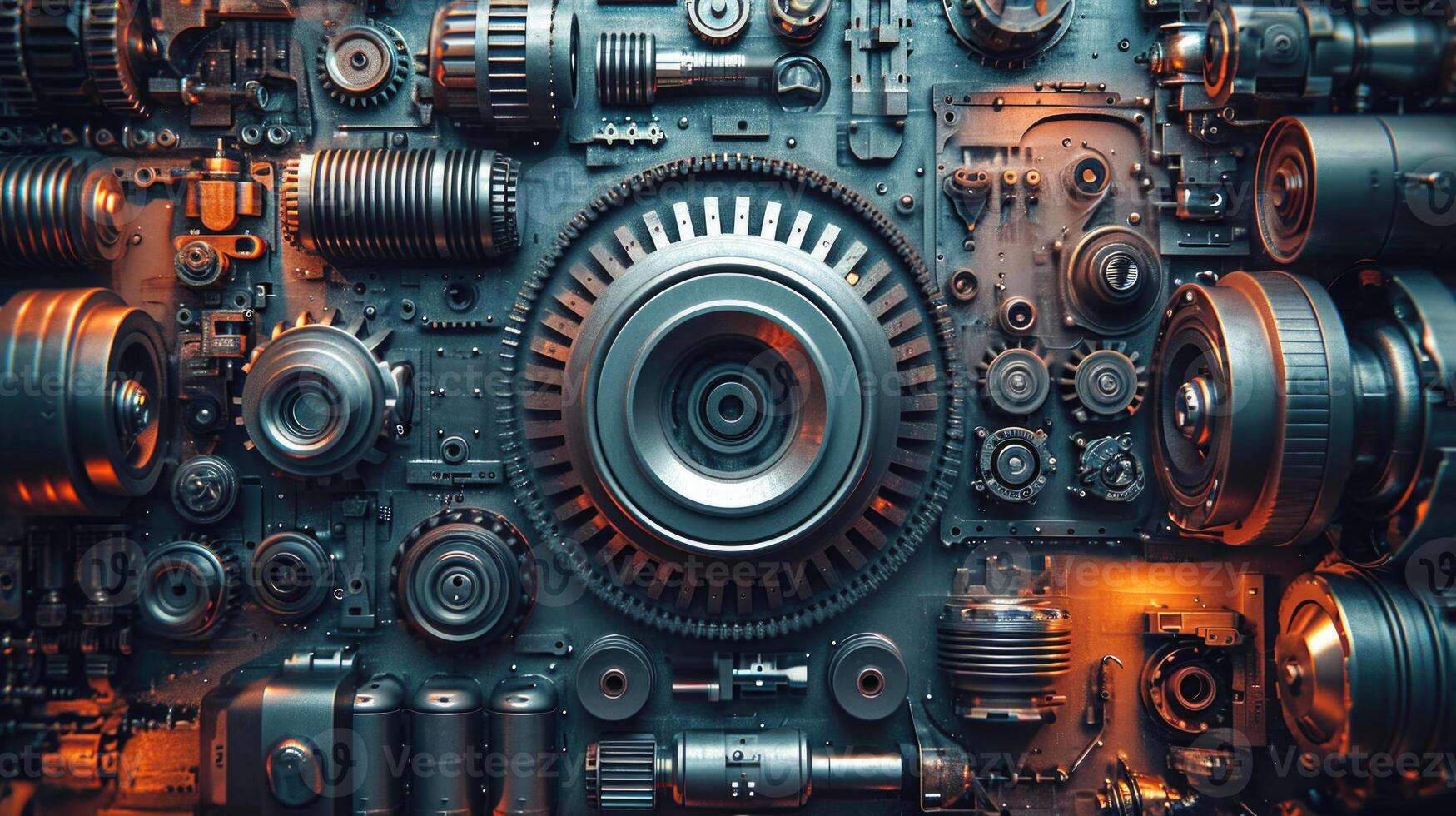 AI generated Details The gear is made of metal. Mechanical gears made of steel photo