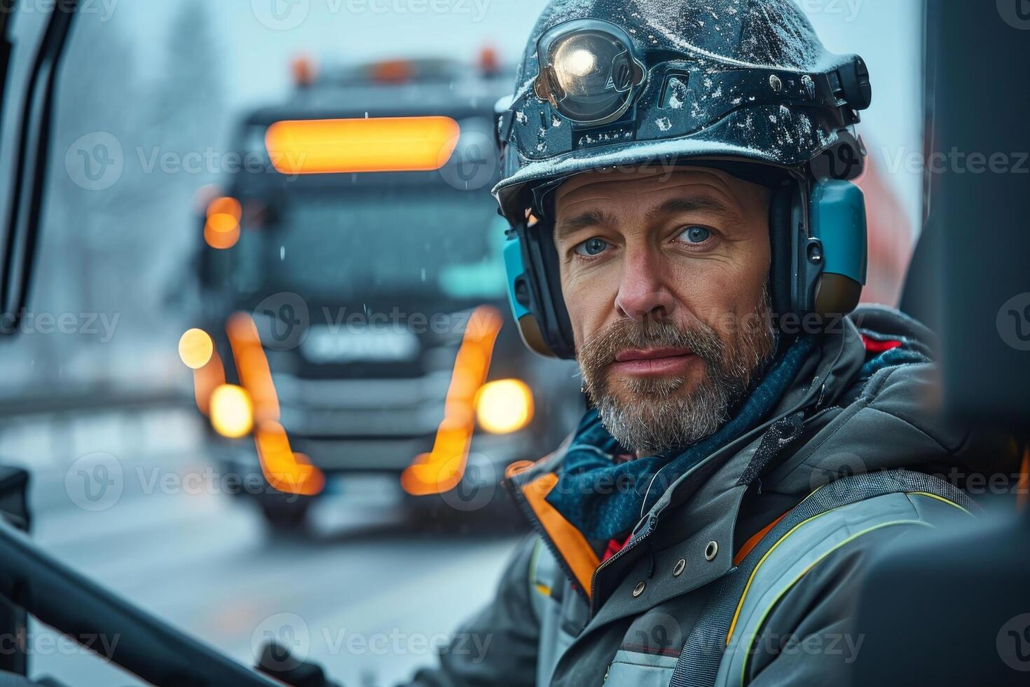 AI generated A professional long-range truck driver. Cargo delivery photo