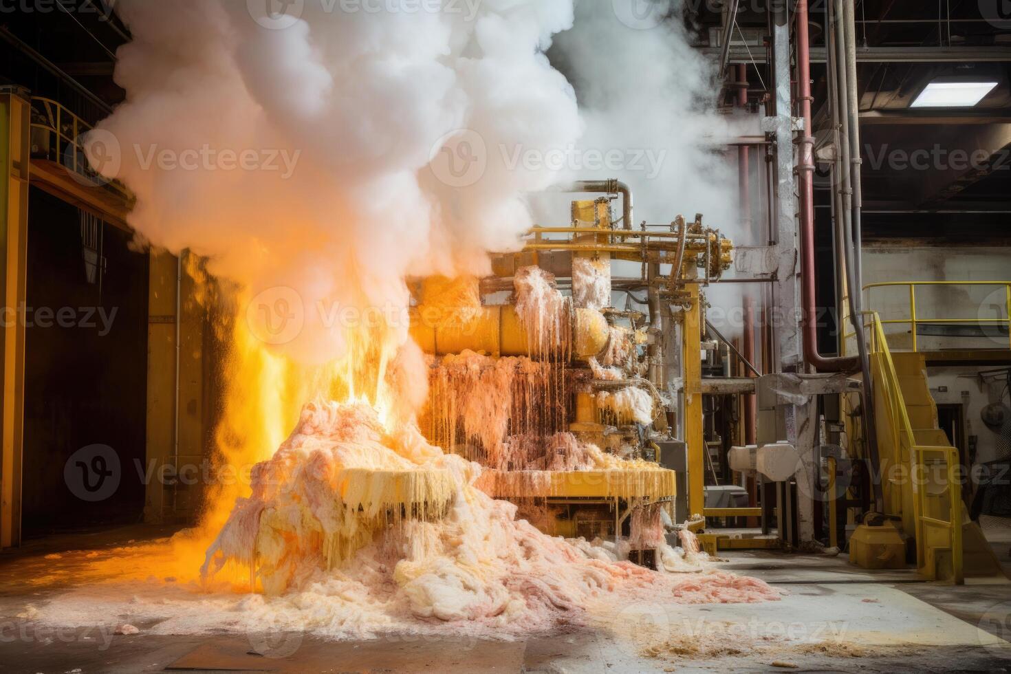 AI generated A paper production line at a waste paper recycling factory. Pulp and paper mill photo