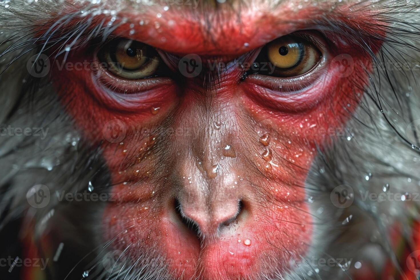 AI generated Close-up of Serious Monkey's colorful face . Monkey King photo