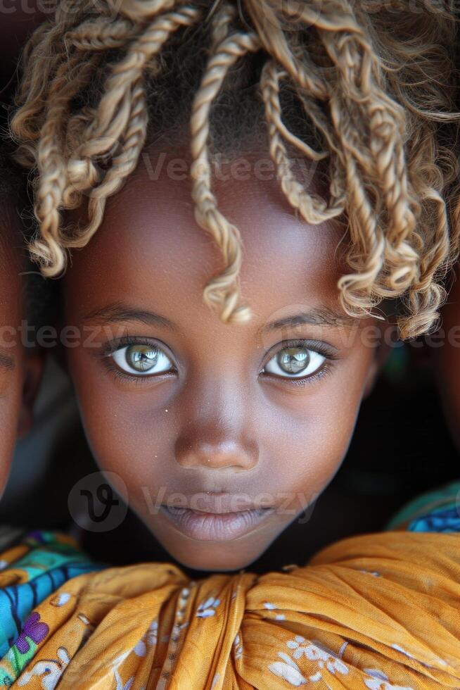 AI generated Portrait of an African girl in close-up photo