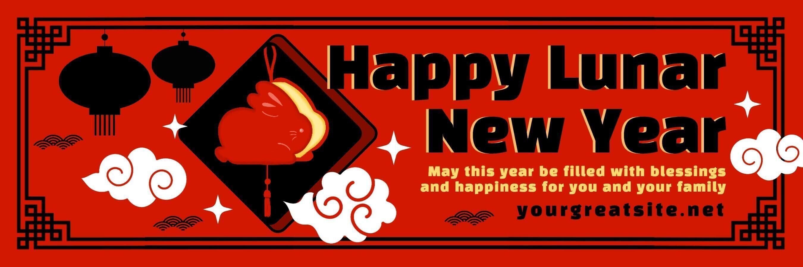Happy Lunar New Year Greeting Template for Twitter Header