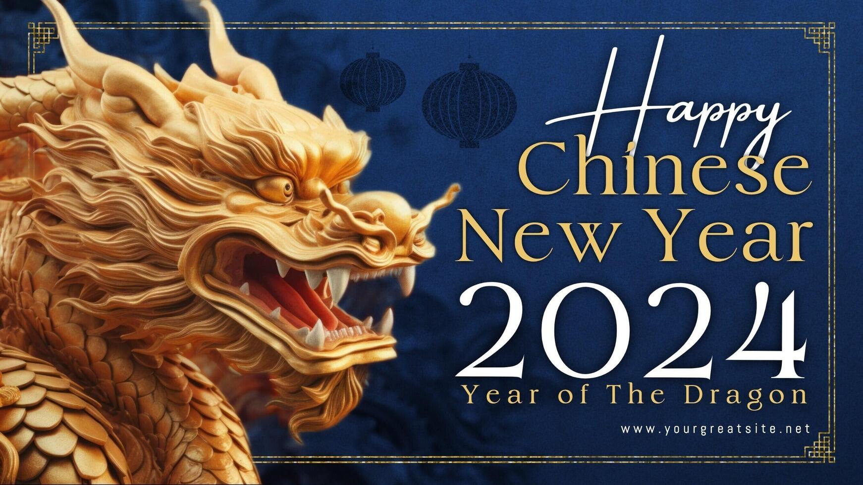 Happy Chinese New Year 2024 Year of The Dragon Template for Twitter Post