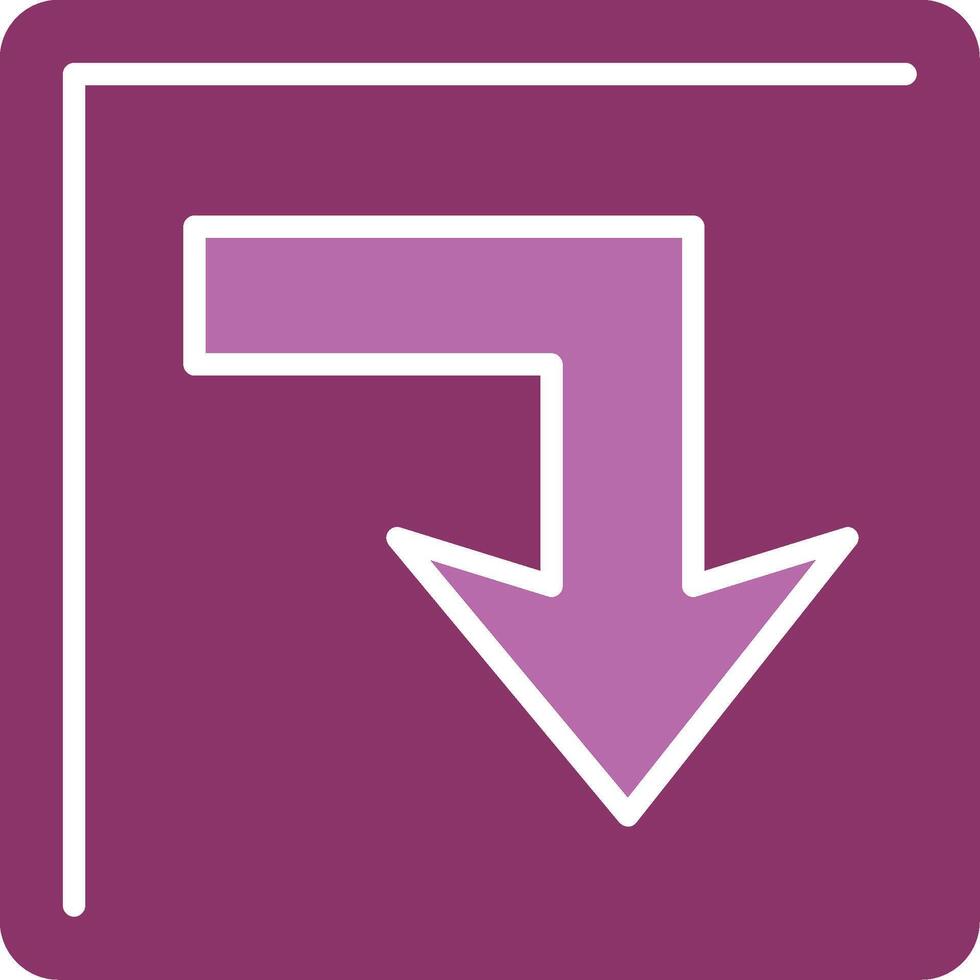 Turn Down Glyph Two Colour Icon vector
