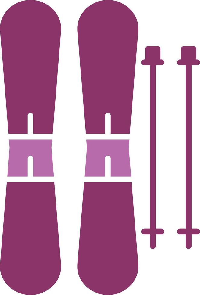 Skis Glyph Two Colour Icon vector
