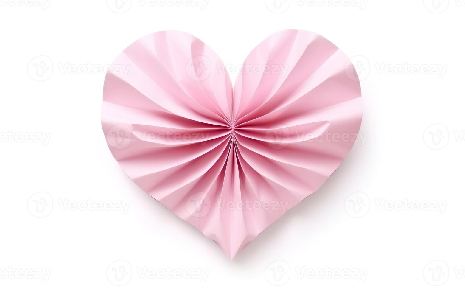 AI generated Big pink paper heart isolated on white background. Adorable origami object. Valentines day, engagement or wedding party poster. AI Generative photo