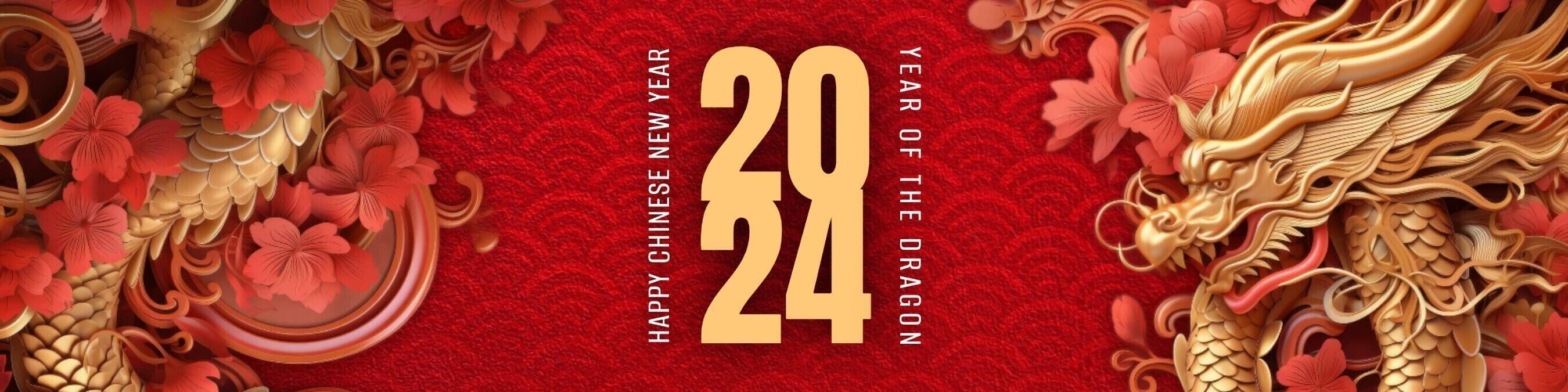 Happy Chinese New Year 2024 Banner for Linkedin template