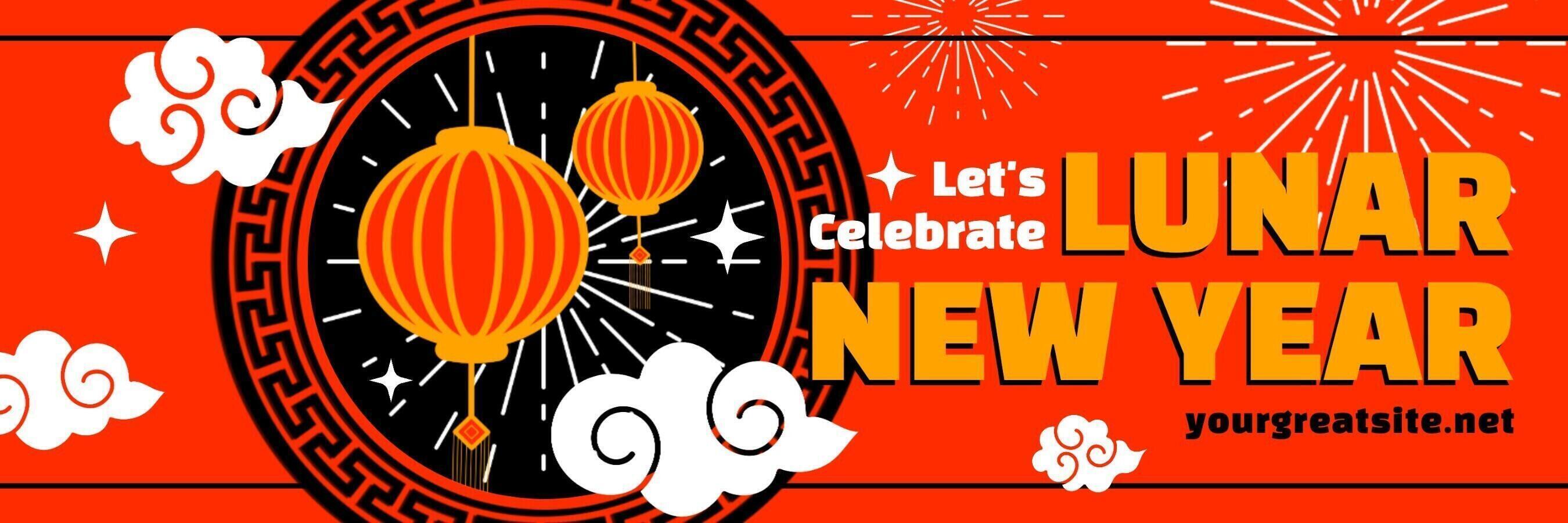 Let's Celebrate Lunar New Year Template for Twitter Header