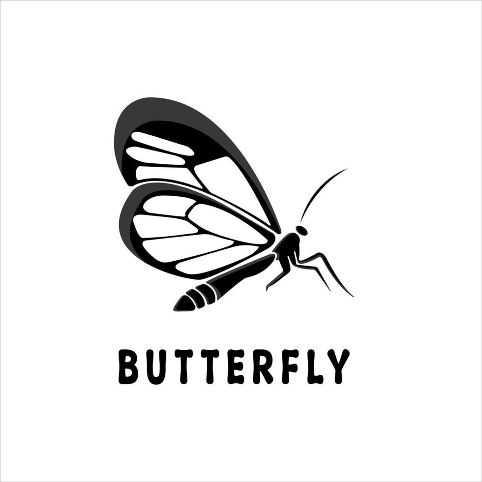 Black and white butterfly logo vector illustration design