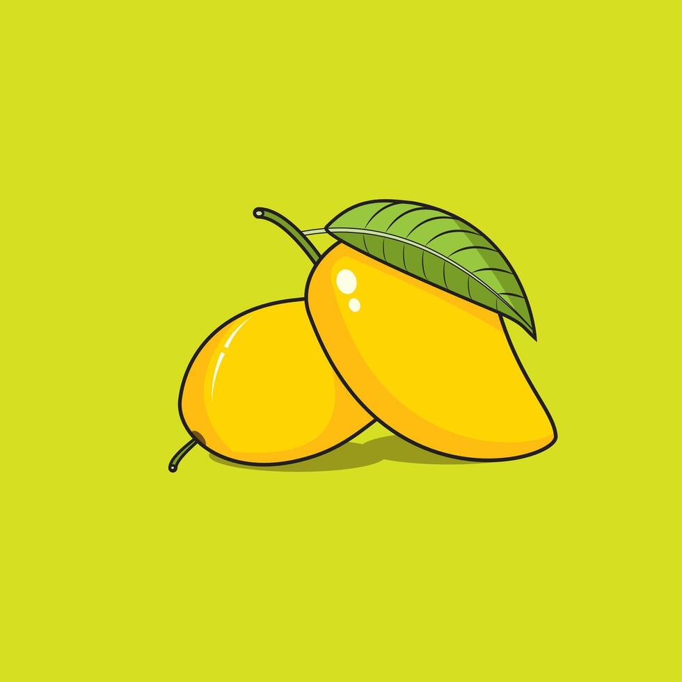 Vector illustration of mango fruit set