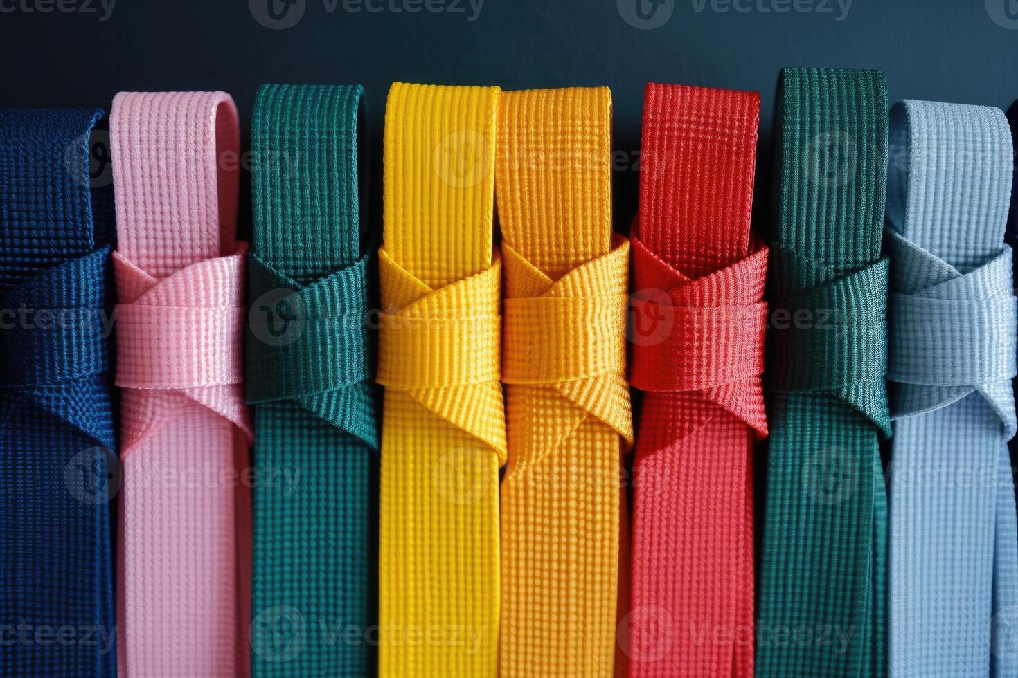 AI generated Colored strength textile tapes. Woven rope made of nylon or polyester in various colors. photo