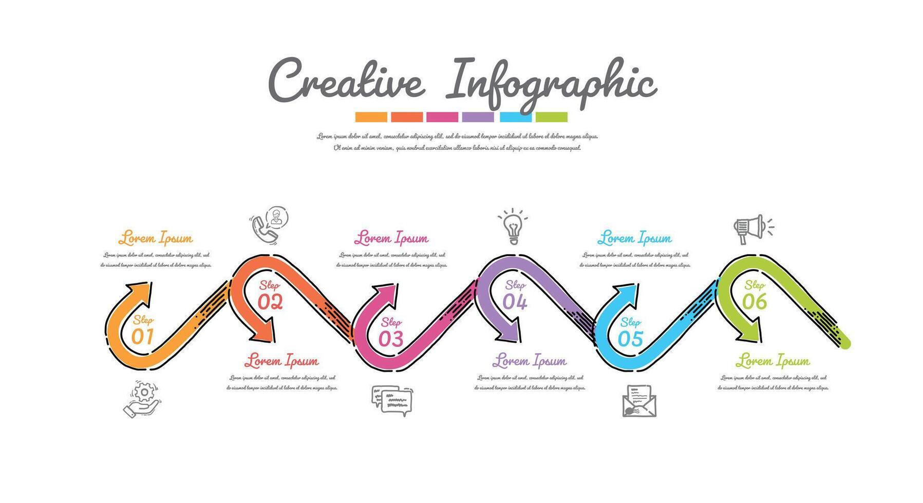 infografía garabatear diseño elementos para tu negocio con 6 6 opciones, partes, pasos o procesos. vector