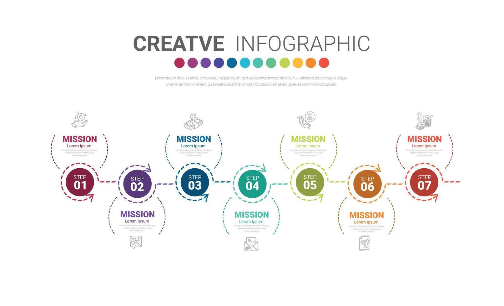 Timeline business for 7 options, infographic design vector and Presentation can be used for workflow layout, process diagram, flow chart.