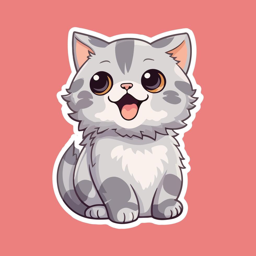 ai generado un contento gato pegatina vector diseño