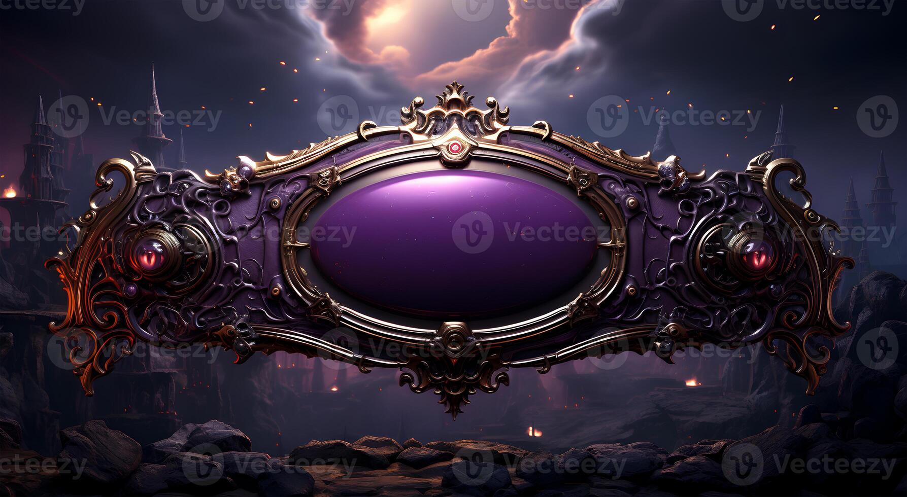 AI generated A digital Purple wedding card luxury banner with empty space photo