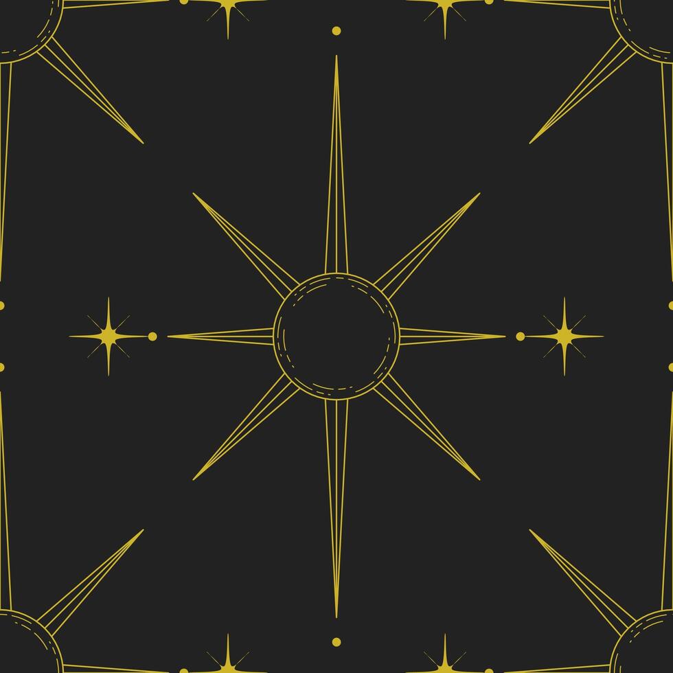 amarillo Dom con estrella en negro fondo, sin costura modelo vector
