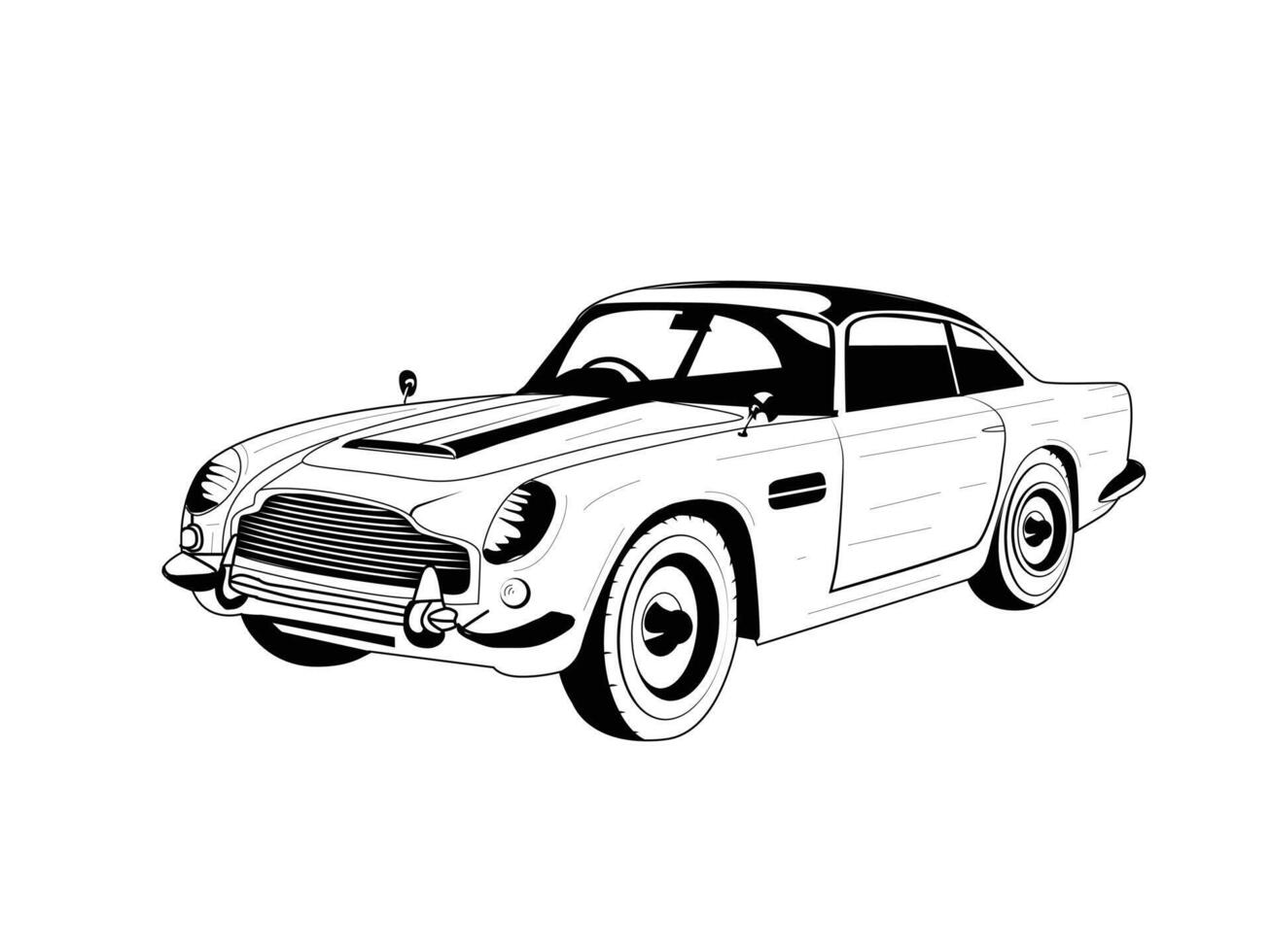 Classic  vintage car line art illustration vector
