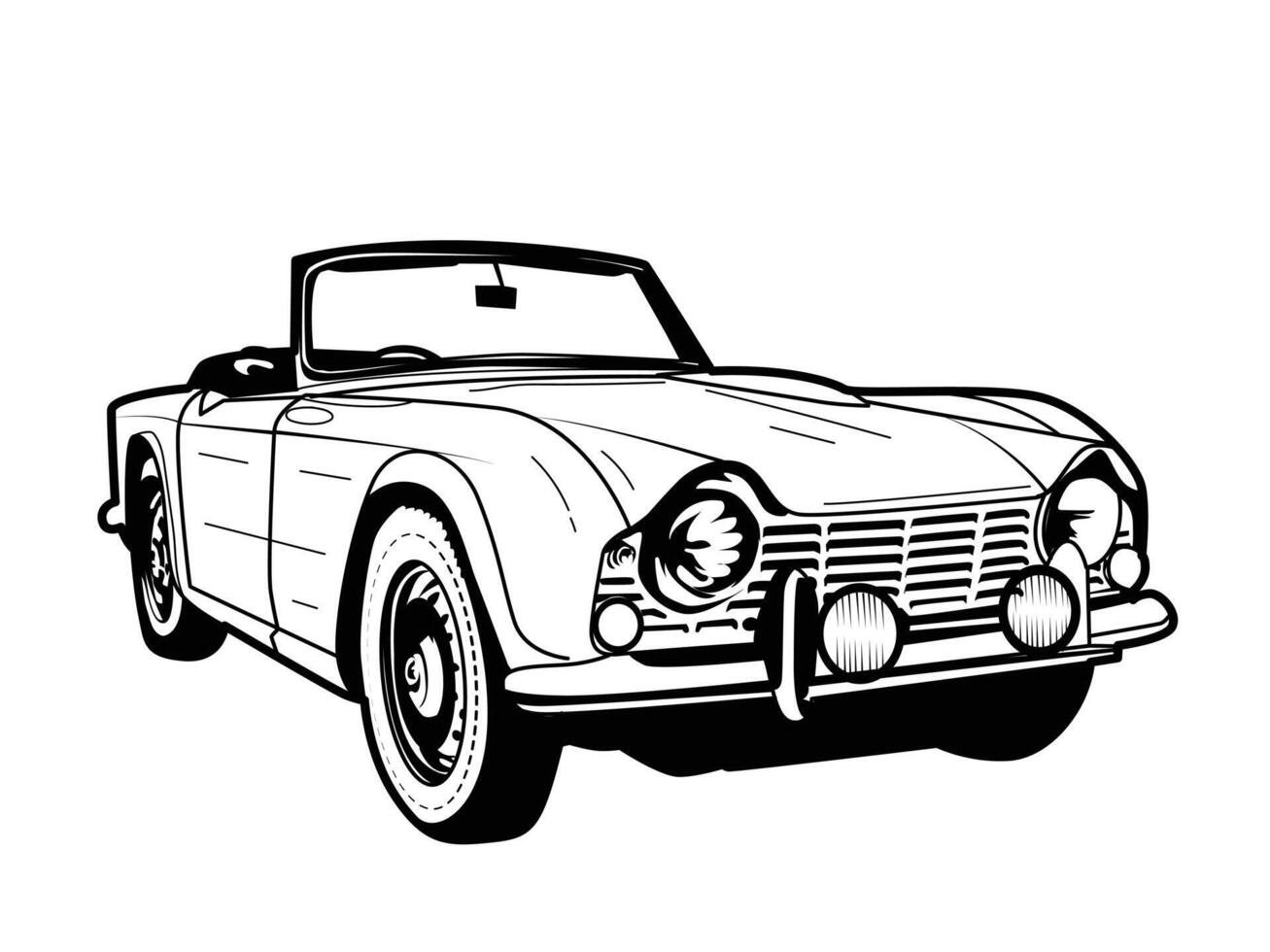 Retro vintage car line art illustration vector